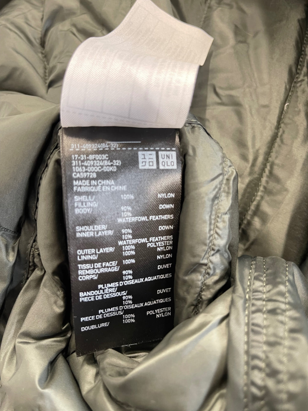 Fabulous UNIQLO Puffer Gilet Down filled UKL Olive Green KP573