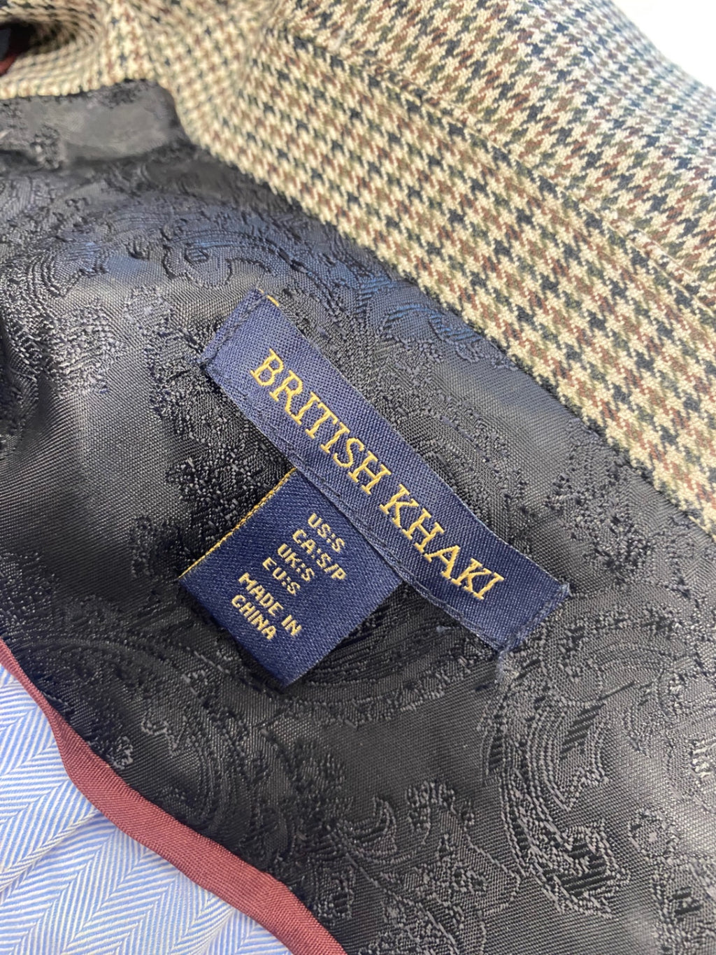 Fabulous British khaki Blazer Uk 8 Brown checked KP573