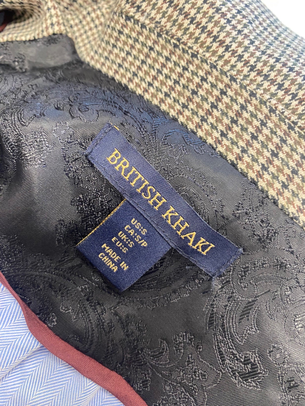 Fabulous British khaki Blazer Uk 8 Brown checked KP573