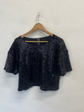 Fabulous Anthropologie Crop top UK 12 Black sequin JC575