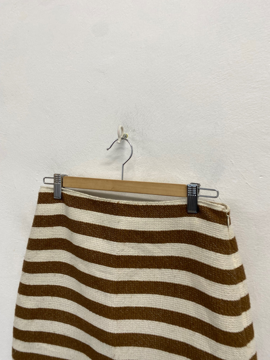 Fabulous Banana Republic heritage Mini Skirt Uk 8 Brown cream striped KP573