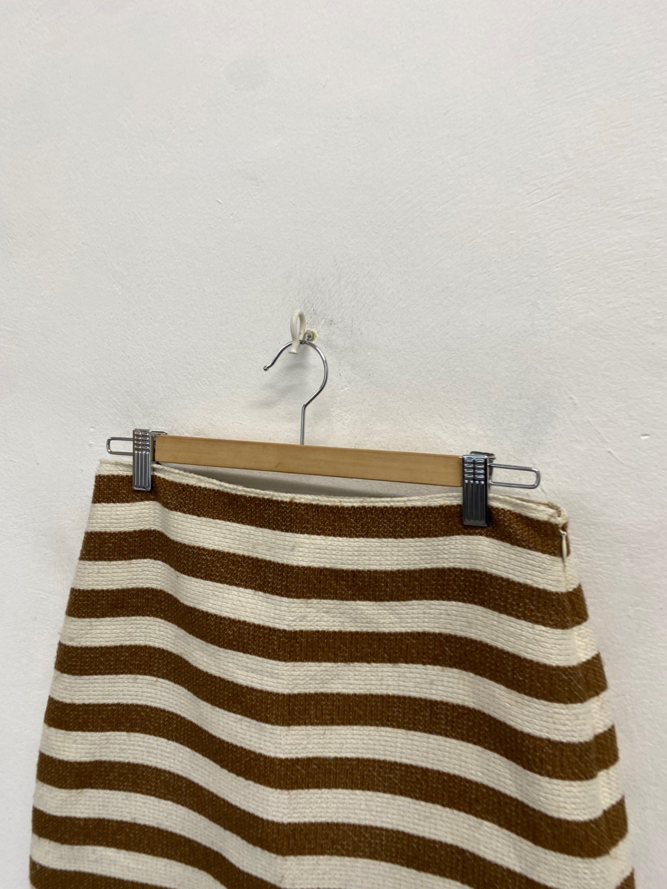 Fabulous Banana Republic heritage Mini Skirt Uk 8 Brown cream striped KP573