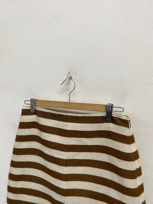 Fabulous Banana Republic heritage Mini Skirt Uk 8 Brown cream striped KP573