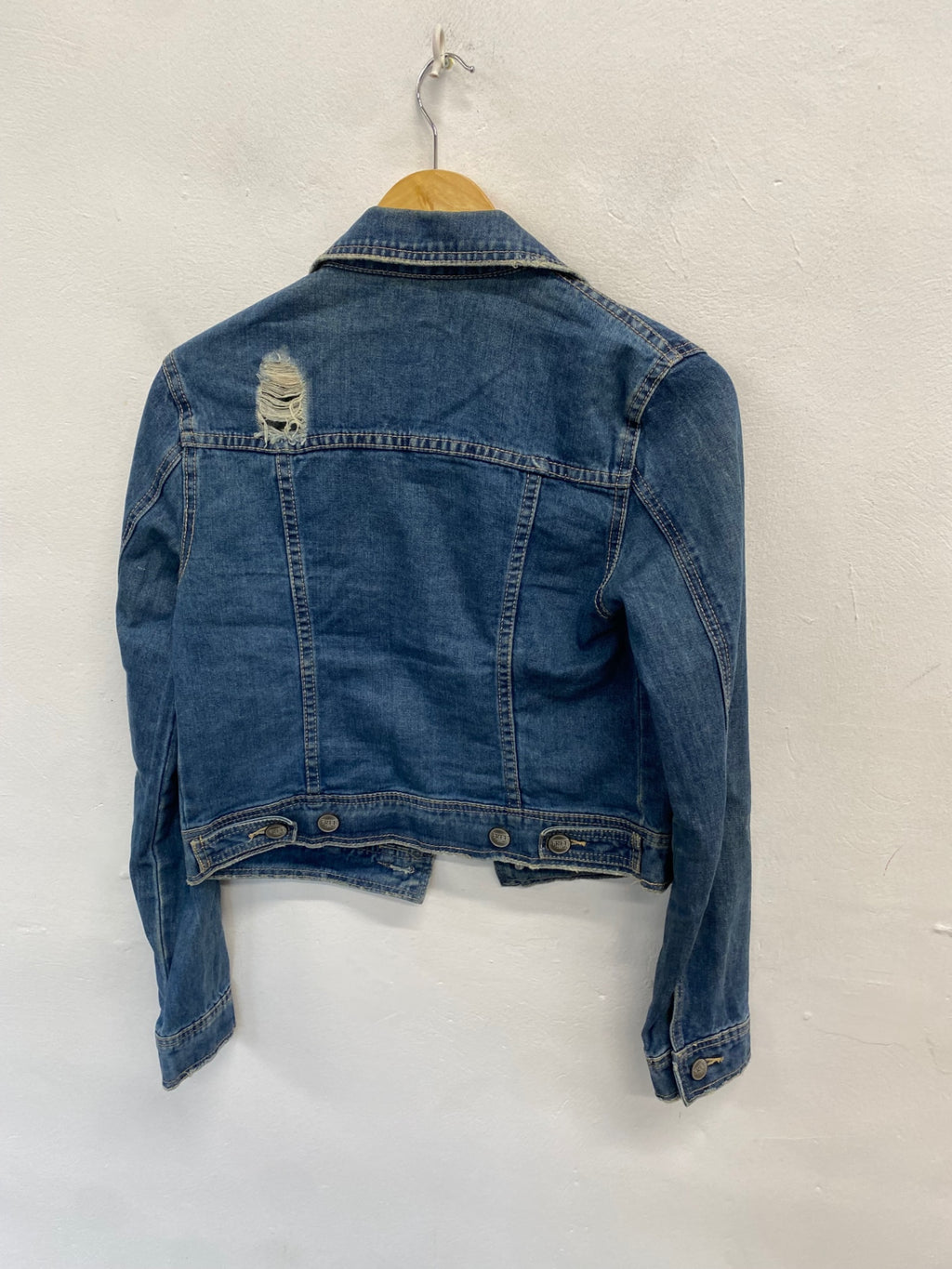 Fabulous Free people Denim Jacket distressed UK 8 Blue KP573