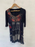 Fabulous Desigual y2k alternative Midi Dress UK 12 Black grey SS578