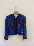 Fabulous Niteline della roufogali Jacket UK S Blue beaded silk AT577