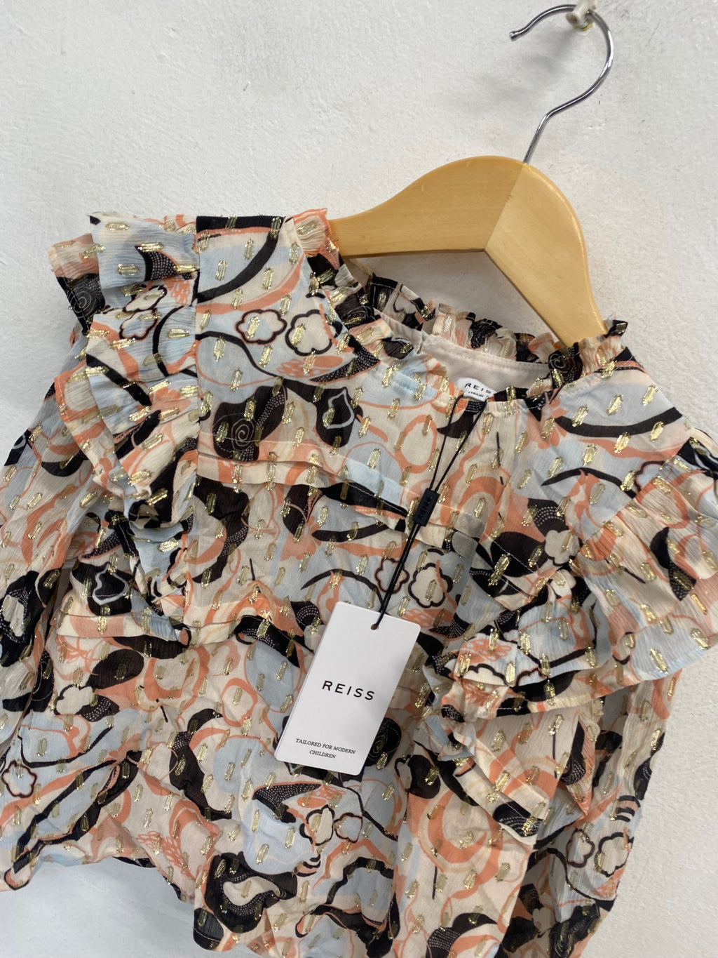 Fabulous girls REISS Blouse Age 5-6 Pink black metallic AT577