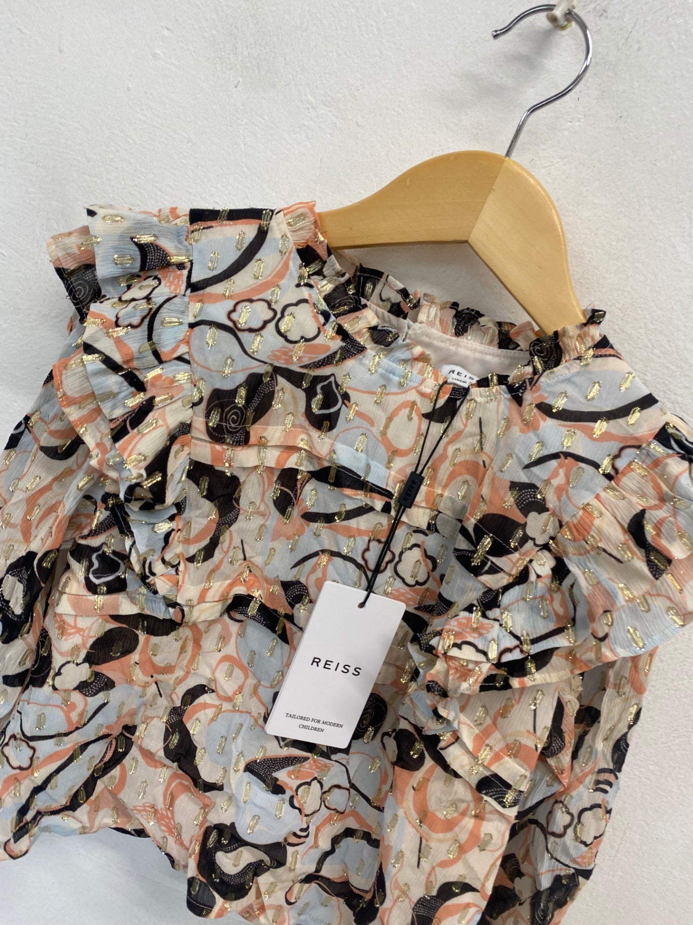 Fabulous girls REISS Blouse Age 5-6 Pink black metallic AT577