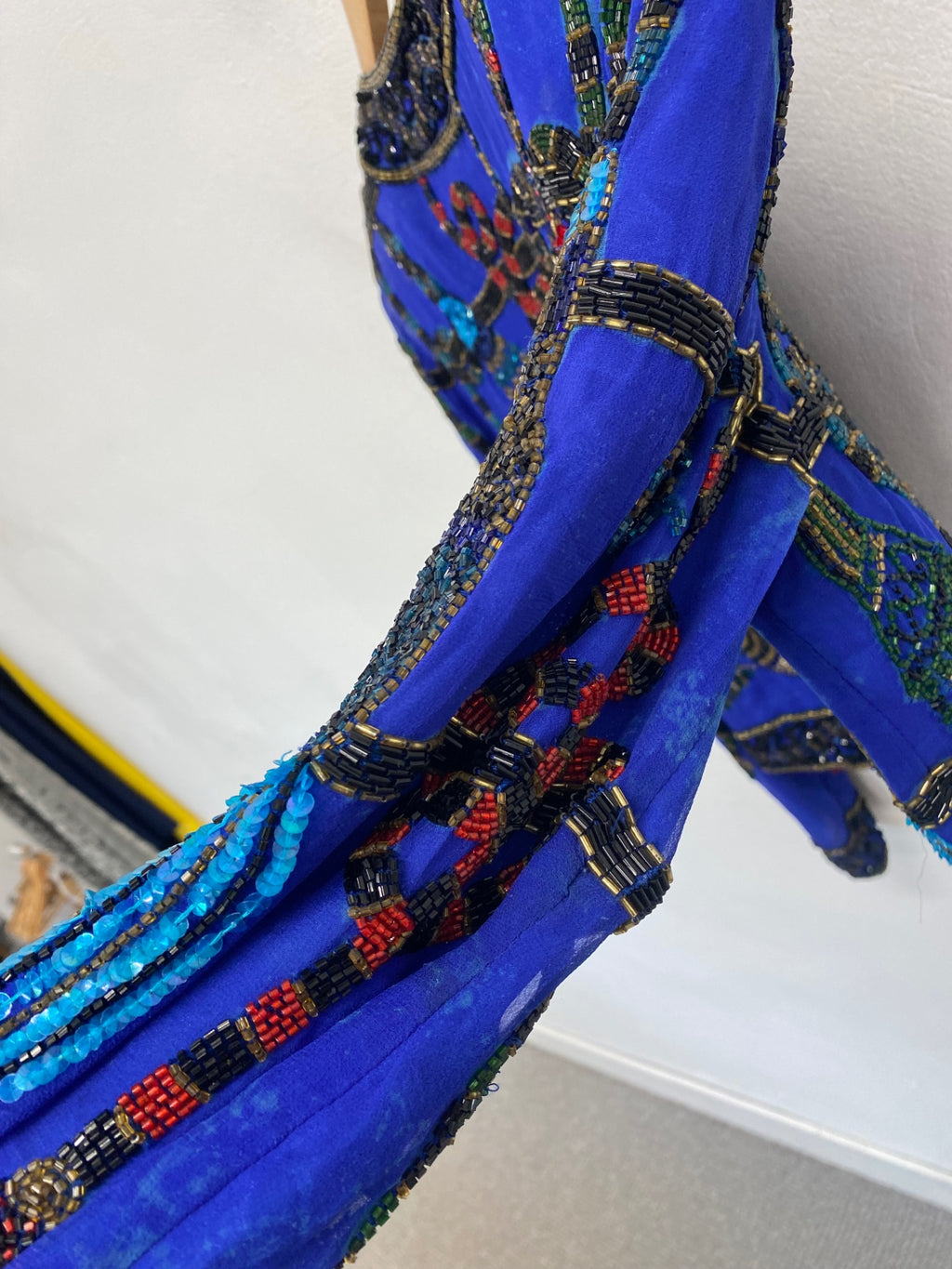 Fabulous Niteline della roufogali Jacket UK S Blue beaded silk AT577