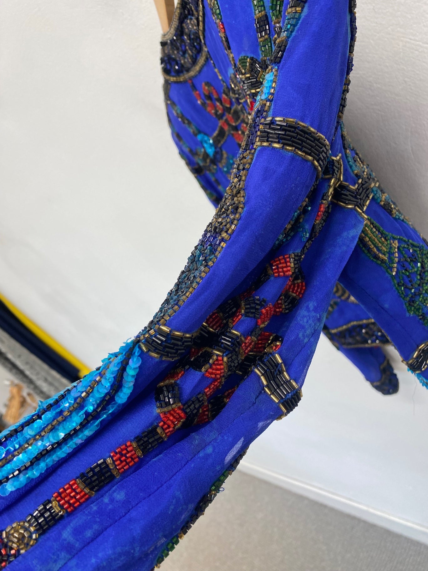 Fabulous Niteline della roufogali Jacket UK S Blue beaded silk AT577