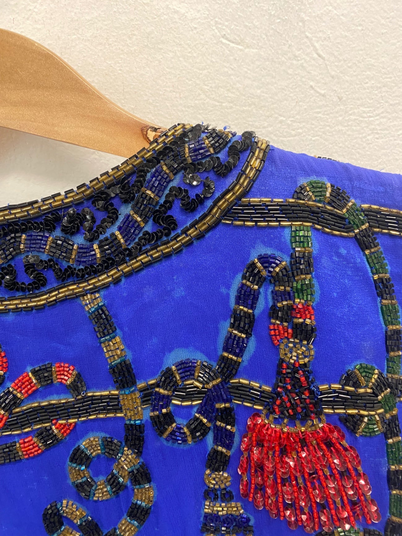 Fabulous Niteline della roufogali Jacket UK S Blue beaded silk AT577