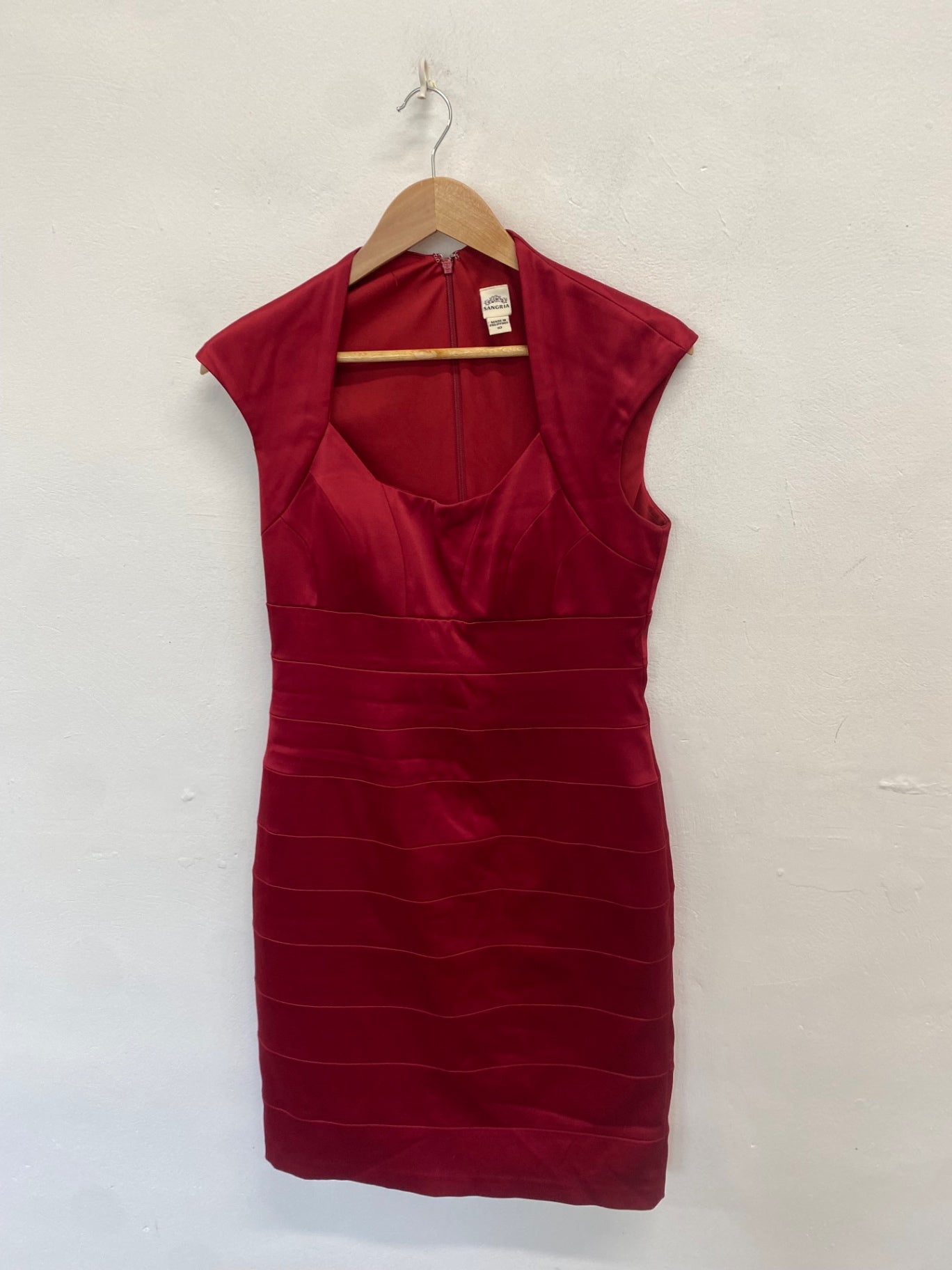 Fabulous Sangria satin party Midi Dress Uk 10 Red SS578