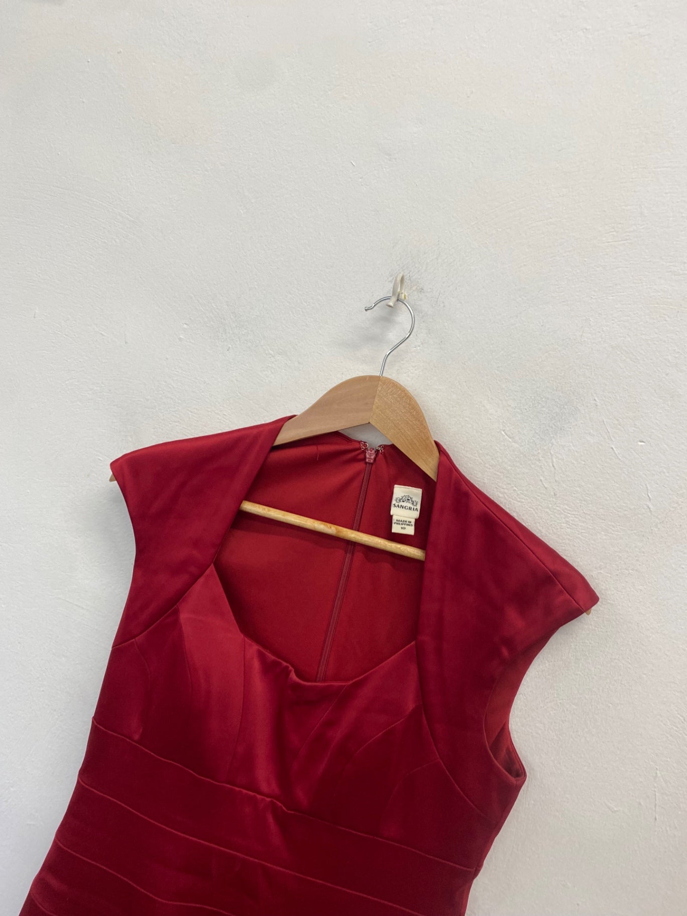 Fabulous Sangria satin party Midi Dress Uk 10 Red SS578