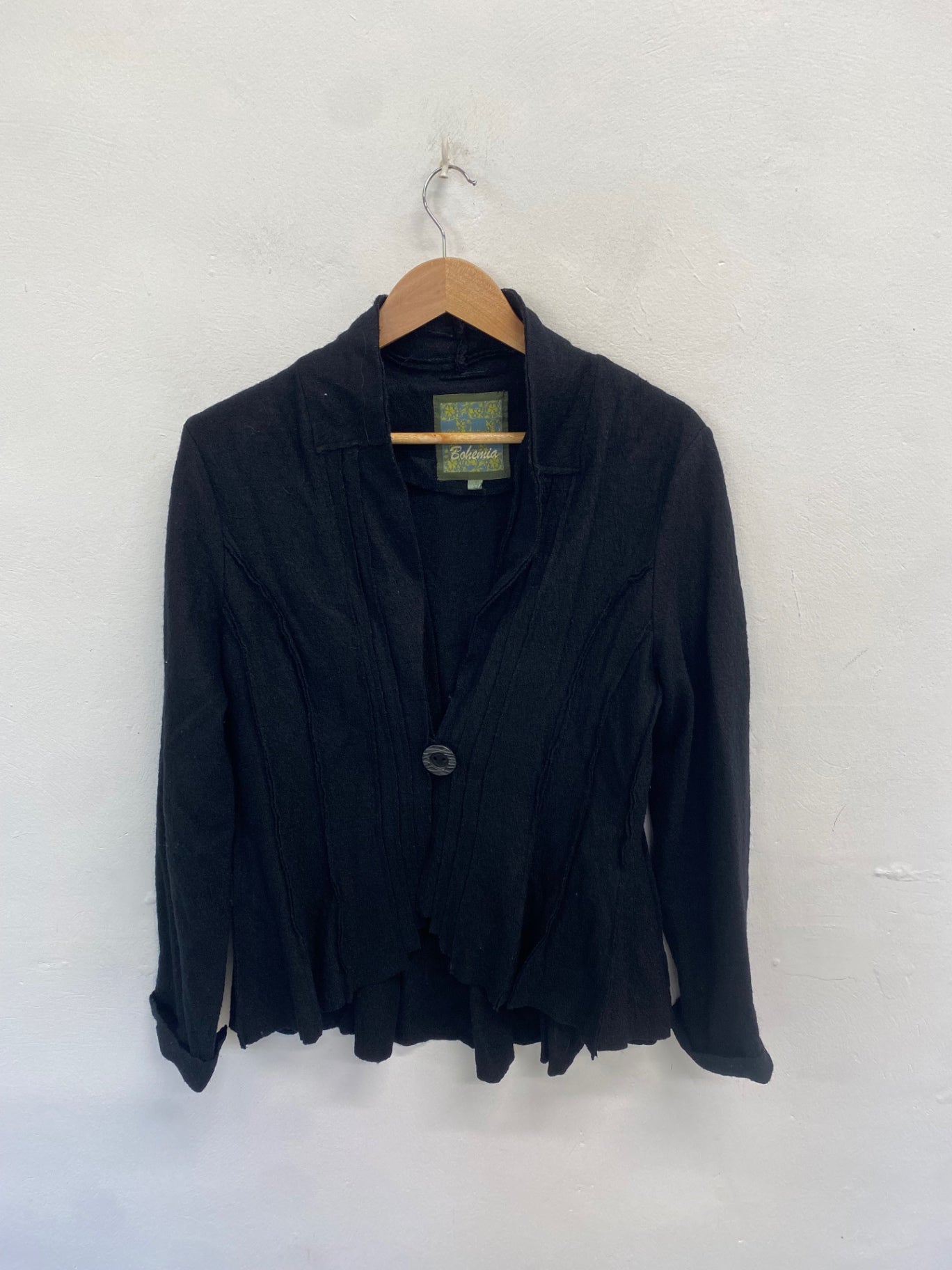 Fabulous Bohemia alternative wool Cardigan UK 12 Black SS578