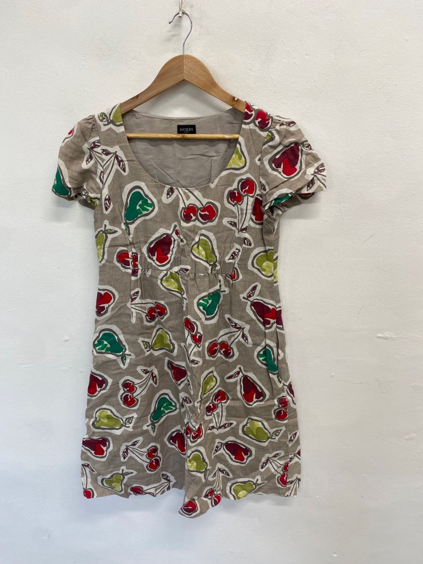 Fabulous Hobbs linen Midi Dress Uk 10 Beige floral SS578