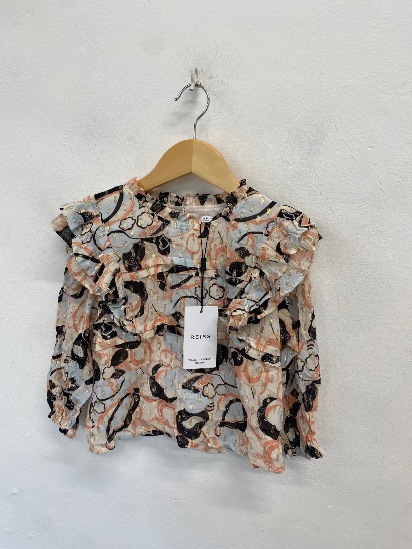 Fabulous girls REISS Blouse Age 5-6 Pink black metallic AT577