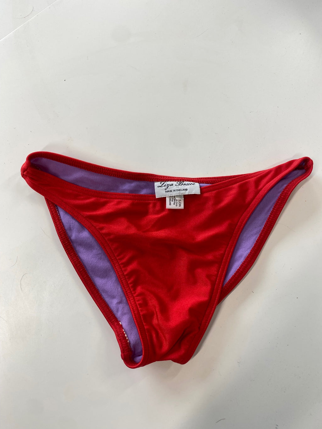 Fabulous Liza Bruce Bikini Bottoms retro UK 8 Red and Purple AT577