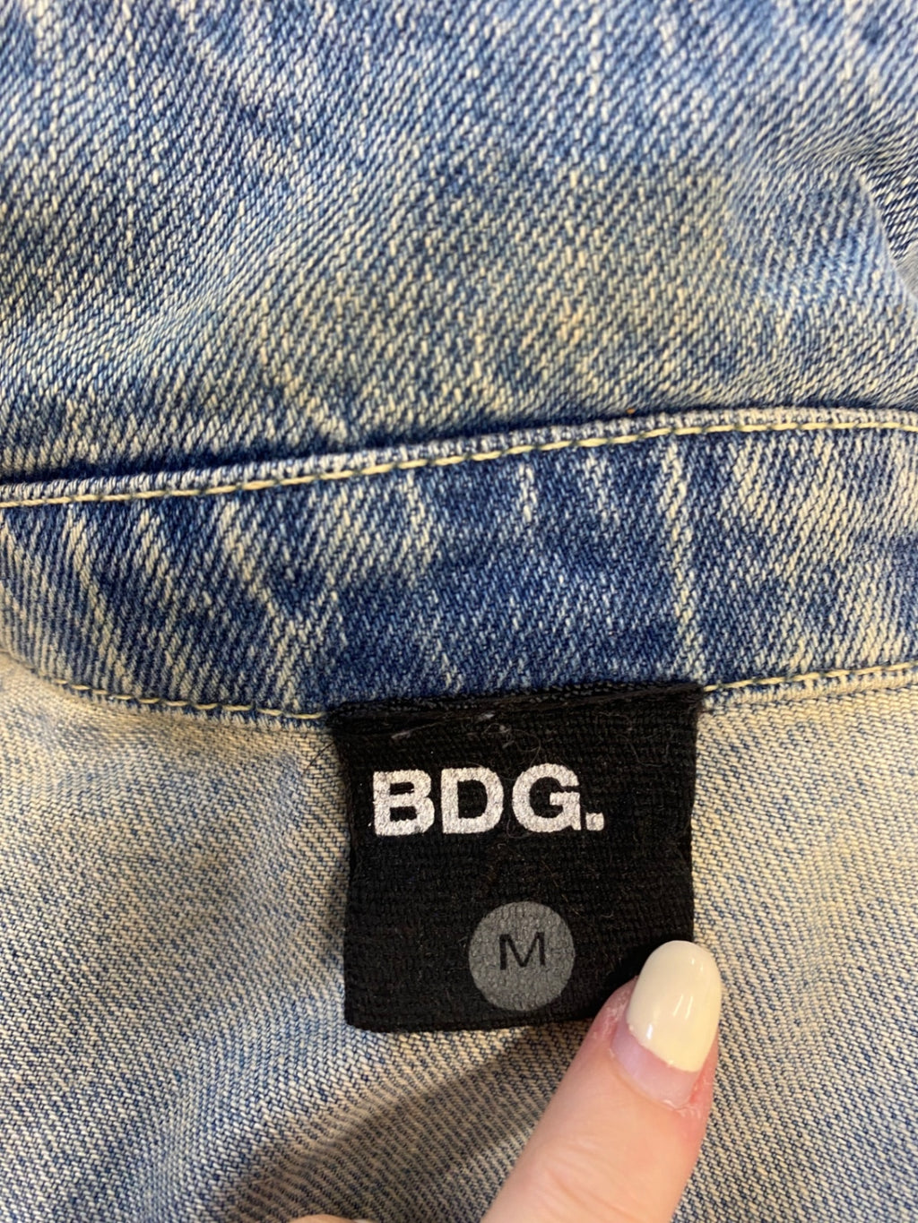 Fabulous BDG Denim Jacket Uk 10 Light blue distressed KL579