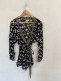 Fabulous EAST Kimono UK 16 Black animal print sheer KL579