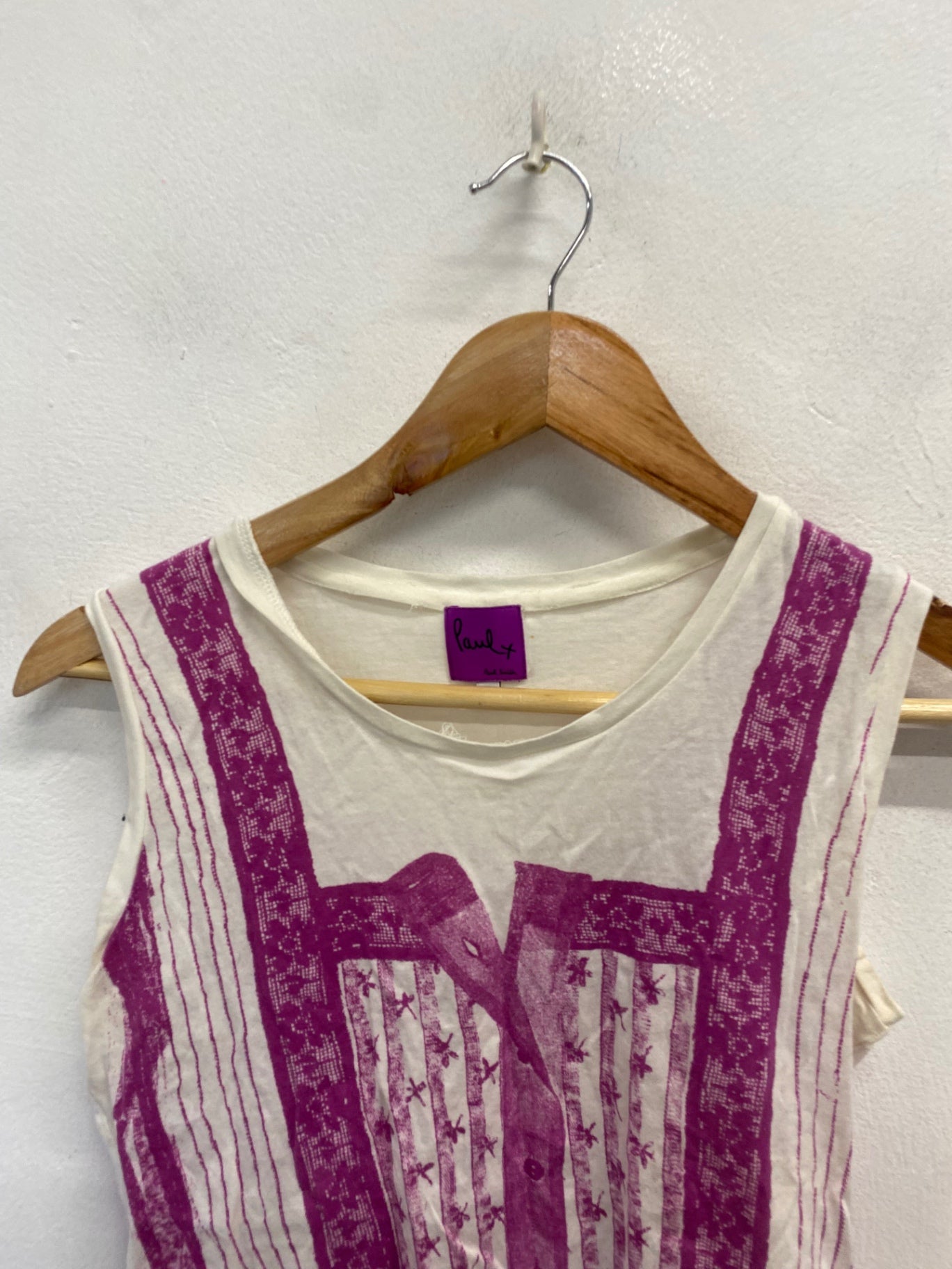 Fabulous Paul Smith corset print Vest Uk 10 Cream purple SD553