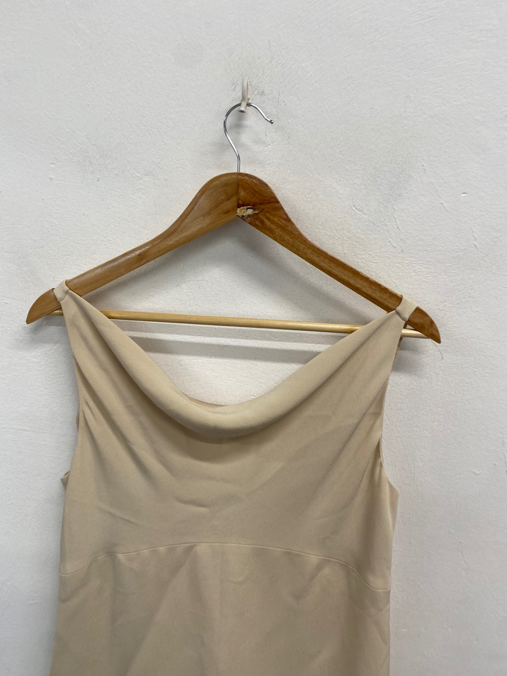 Fabulous Episode Midi Dress UK 12 Beige silk cowl neck AT577