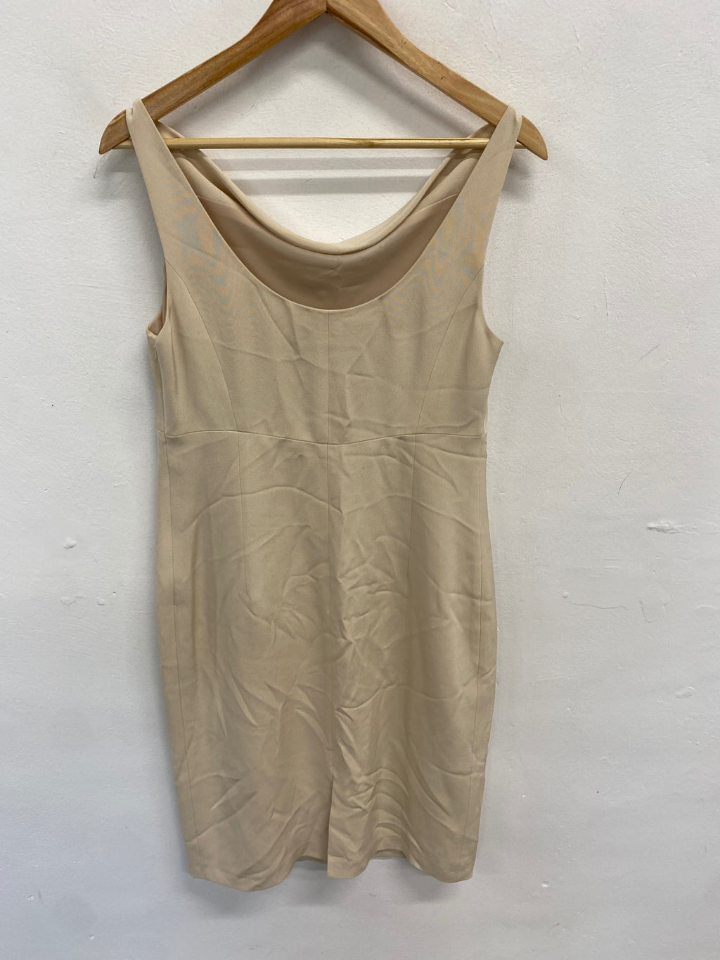 Fabulous Episode Midi Dress UK 12 Beige silk cowl neck AT577
