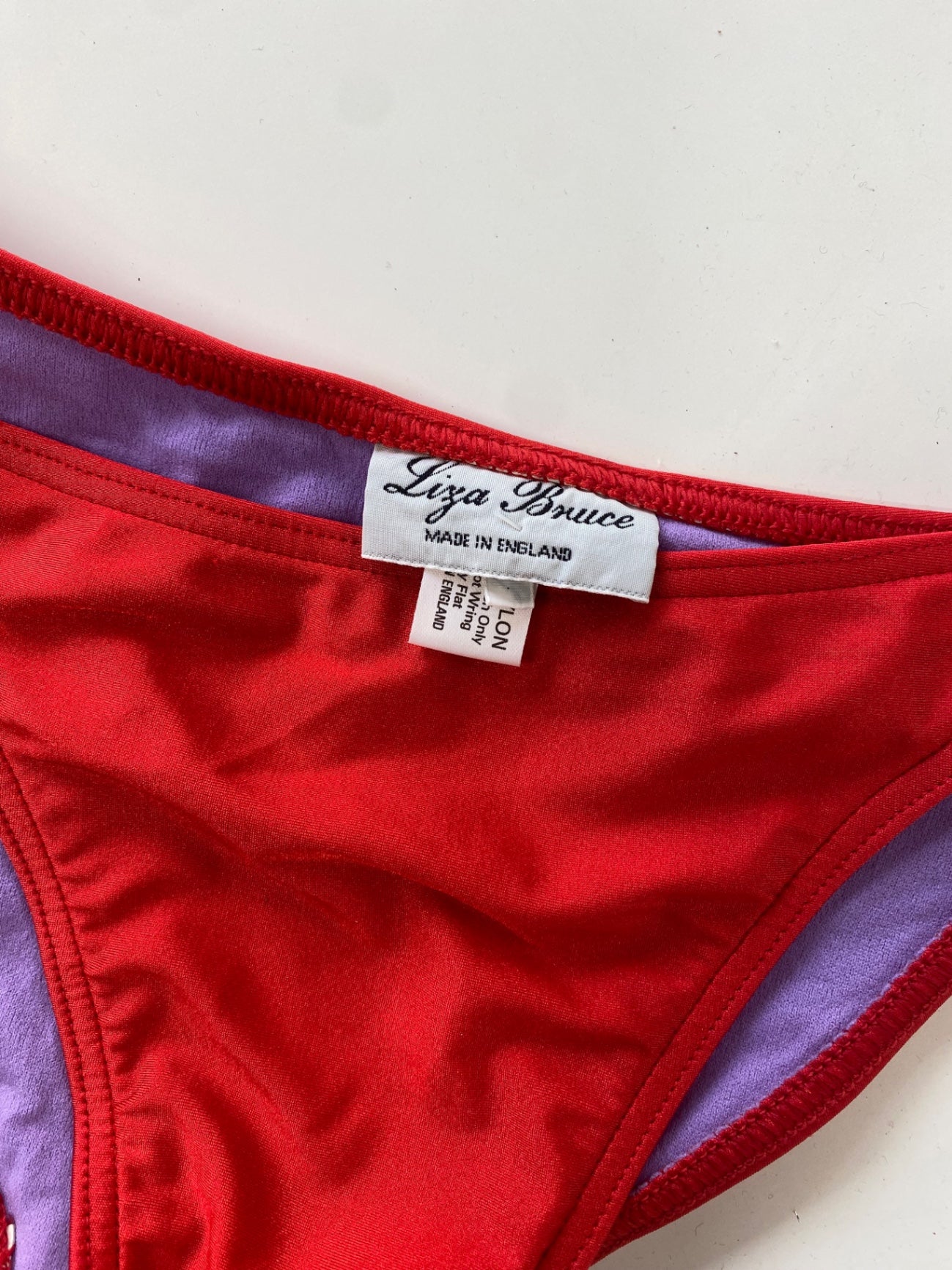 Fabulous Liza Bruce Bikini Bottoms retro UK 8 Red and Purple AT577