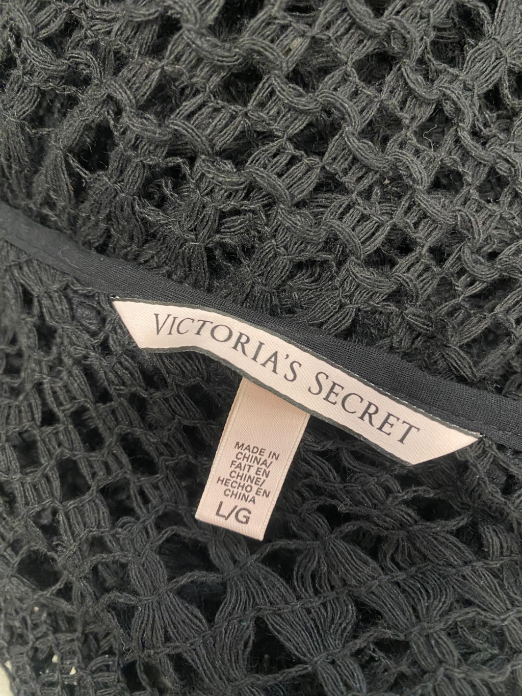 Fabulous Victoria's Secret Beach cover UK L Black crochet KL579