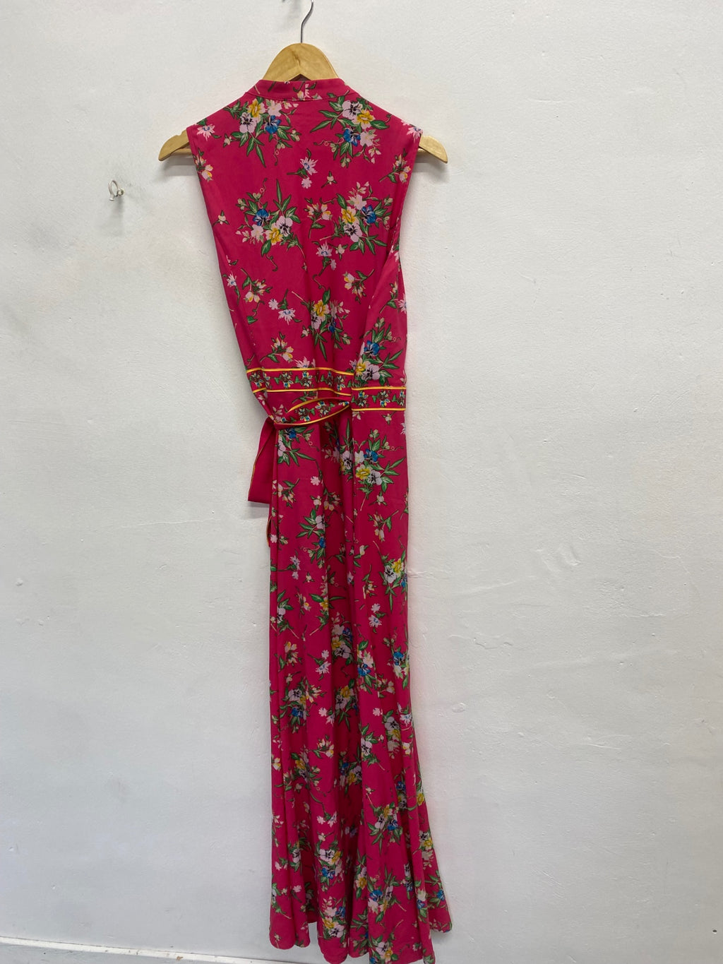Fabulous New York & company Midi wrap Dress UK 12 Pink Floral Print KL579