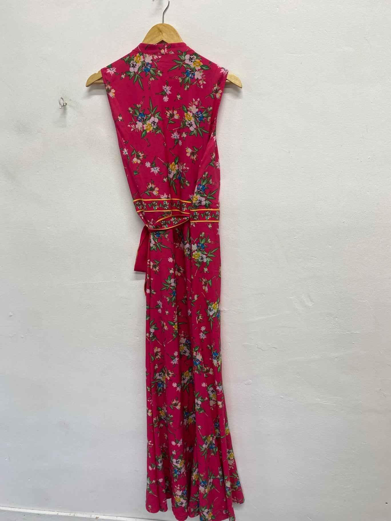 Fabulous New York & company Midi wrap Dress UK 12 Pink Floral Print KL579
