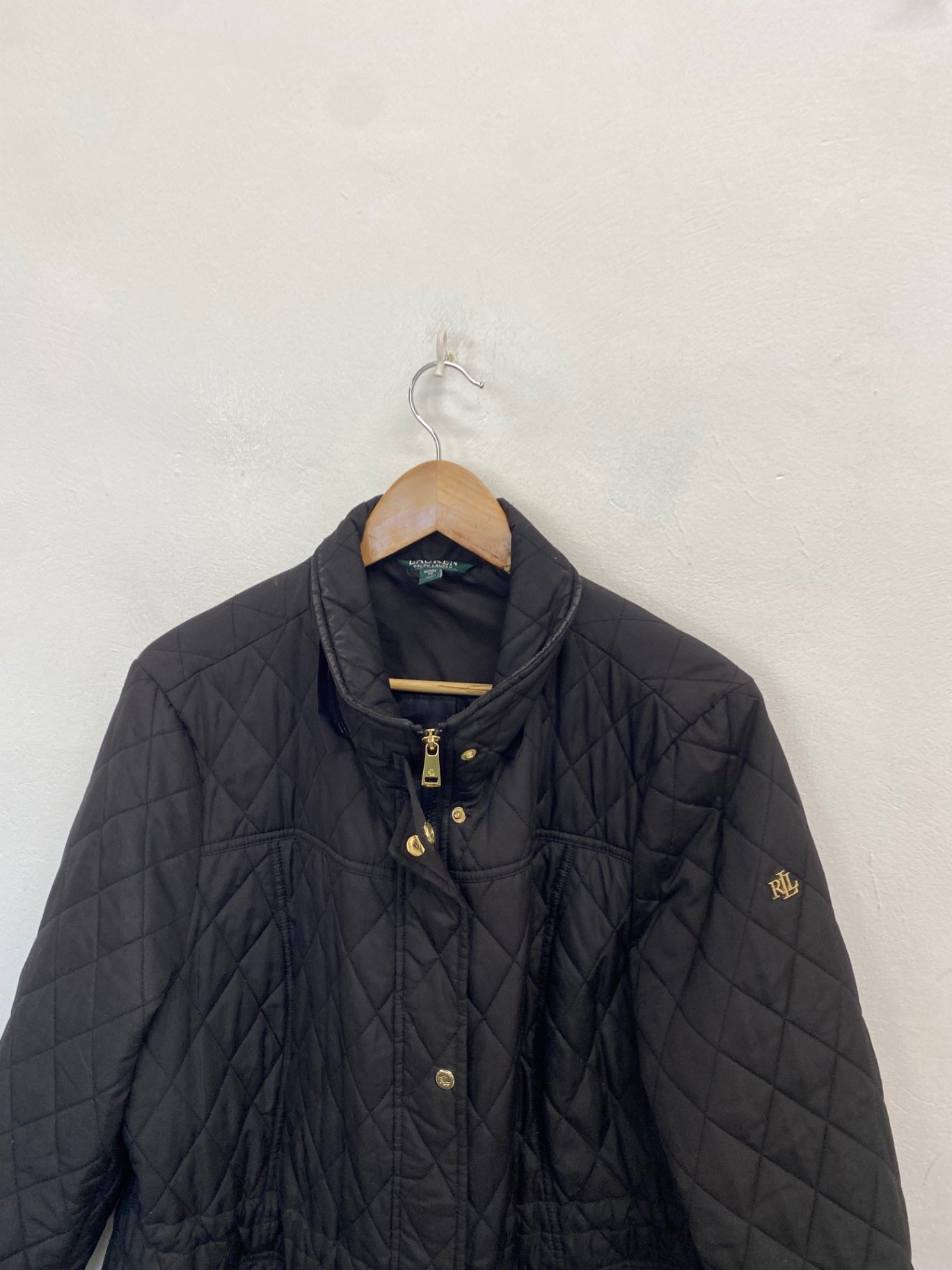Fabulous Ralph Lauren Quilted jacket UK XL Black green label NR580