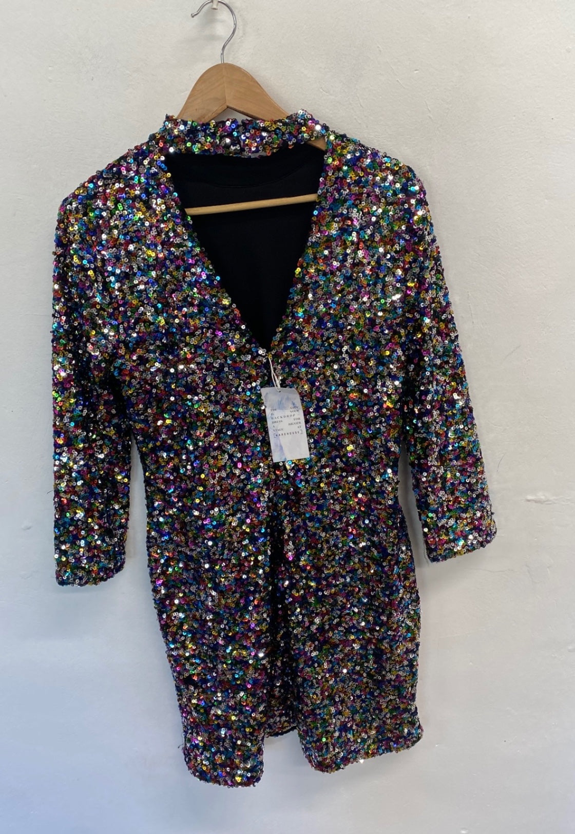 Fabulous Warehouse Midi Dress UK 16 Multicolor sequin NR580