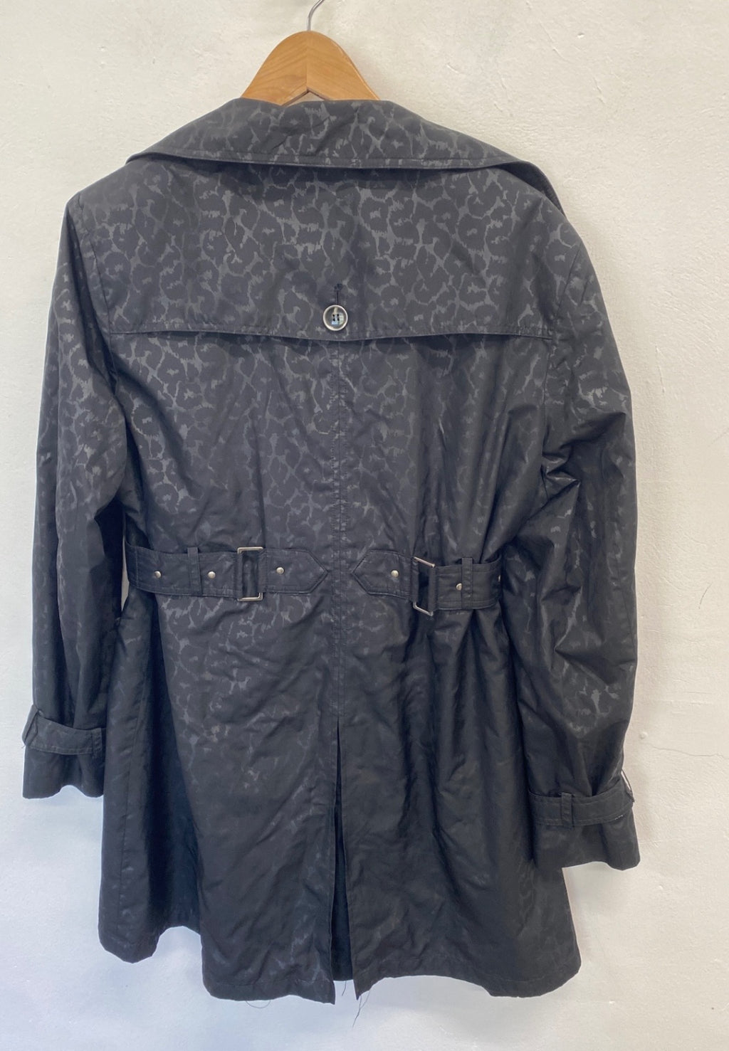 Fabulous Platnum utex Trench Coat UK 16-18 Black leopard NR580