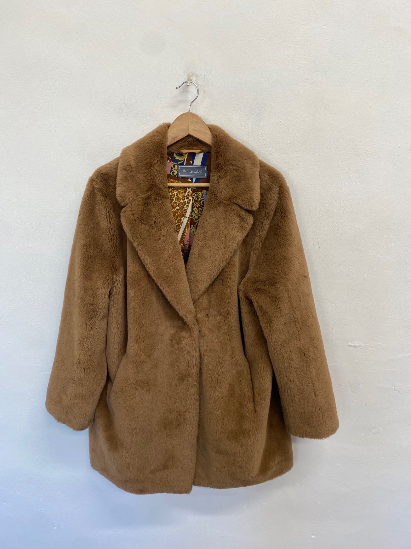 Fabulous White Label roofs fashion Faux fur jacket UK 20 Brown NR580