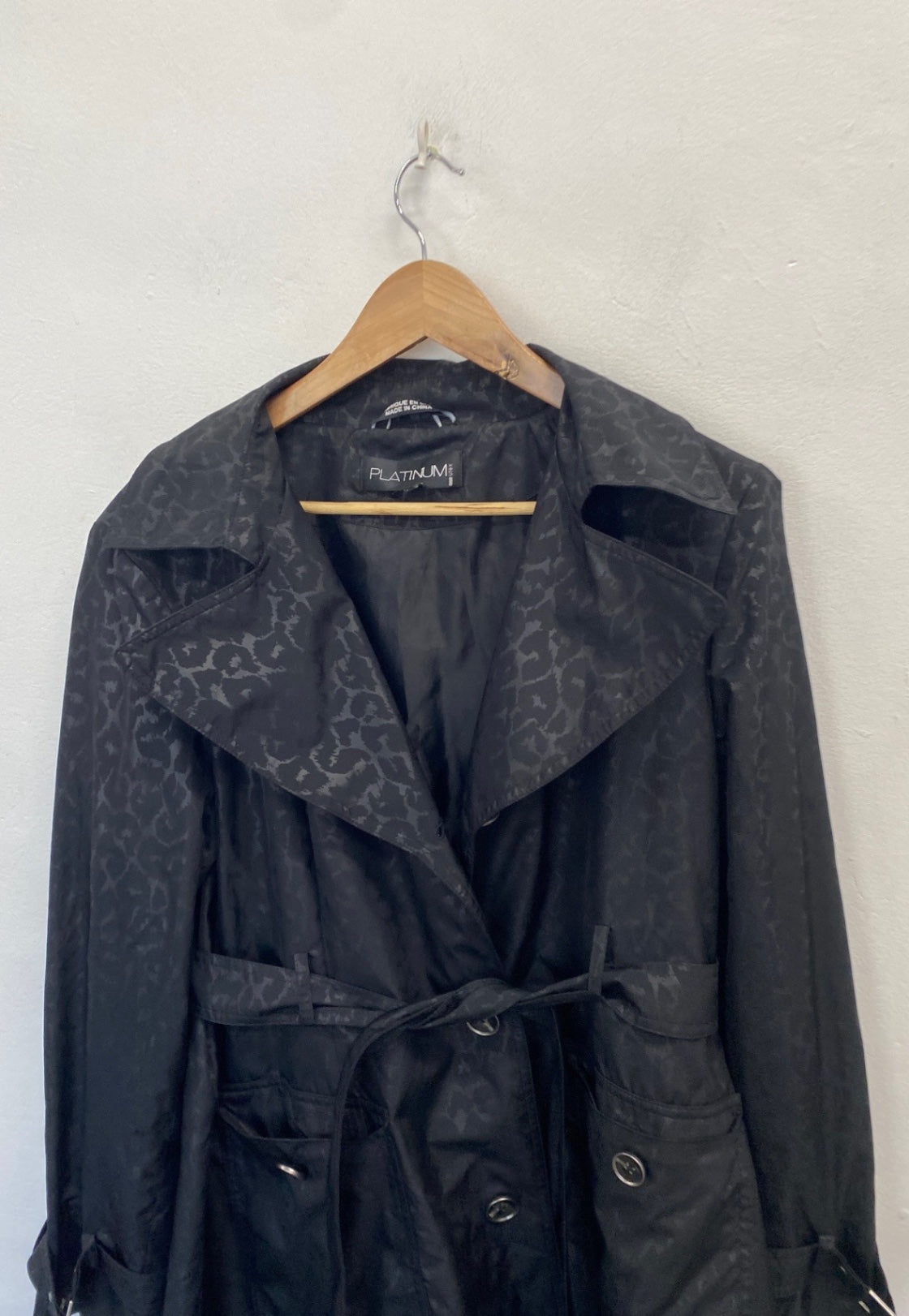 Fabulous Platnum utex Trench Coat UK 16-18 Black leopard NR580