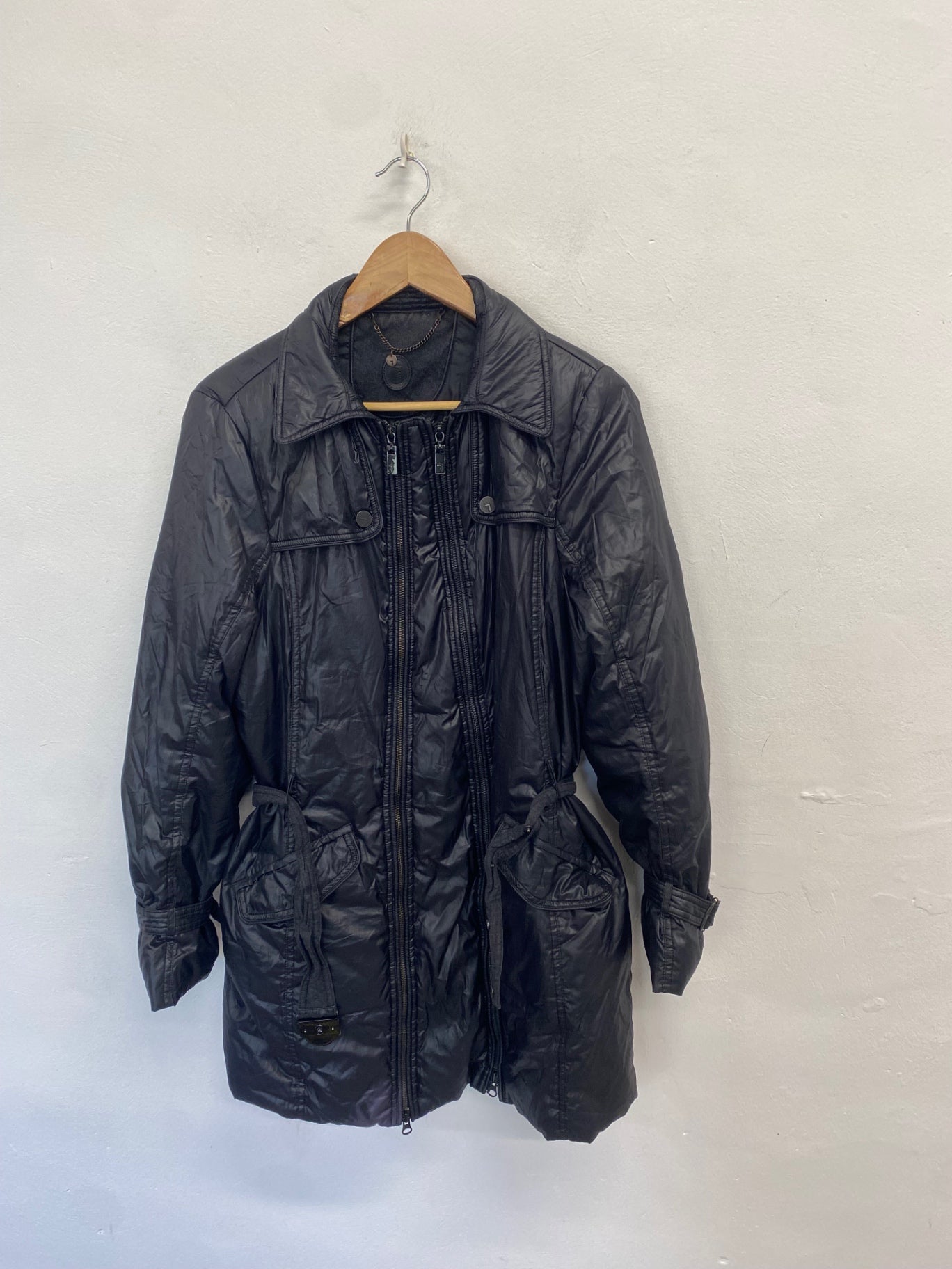 Fabulous Trussardi Parka UK 20-22 Black belted NR580