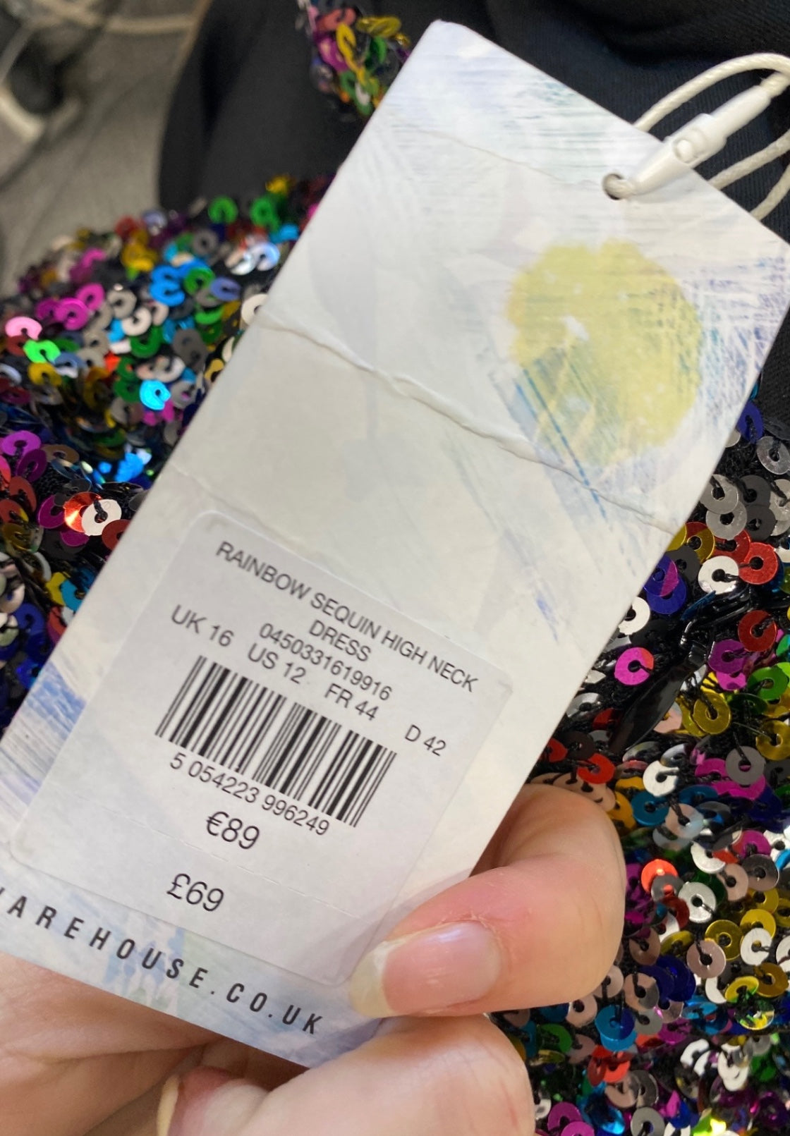 Fabulous Warehouse Midi Dress UK 16 Multicolor sequin NR580
