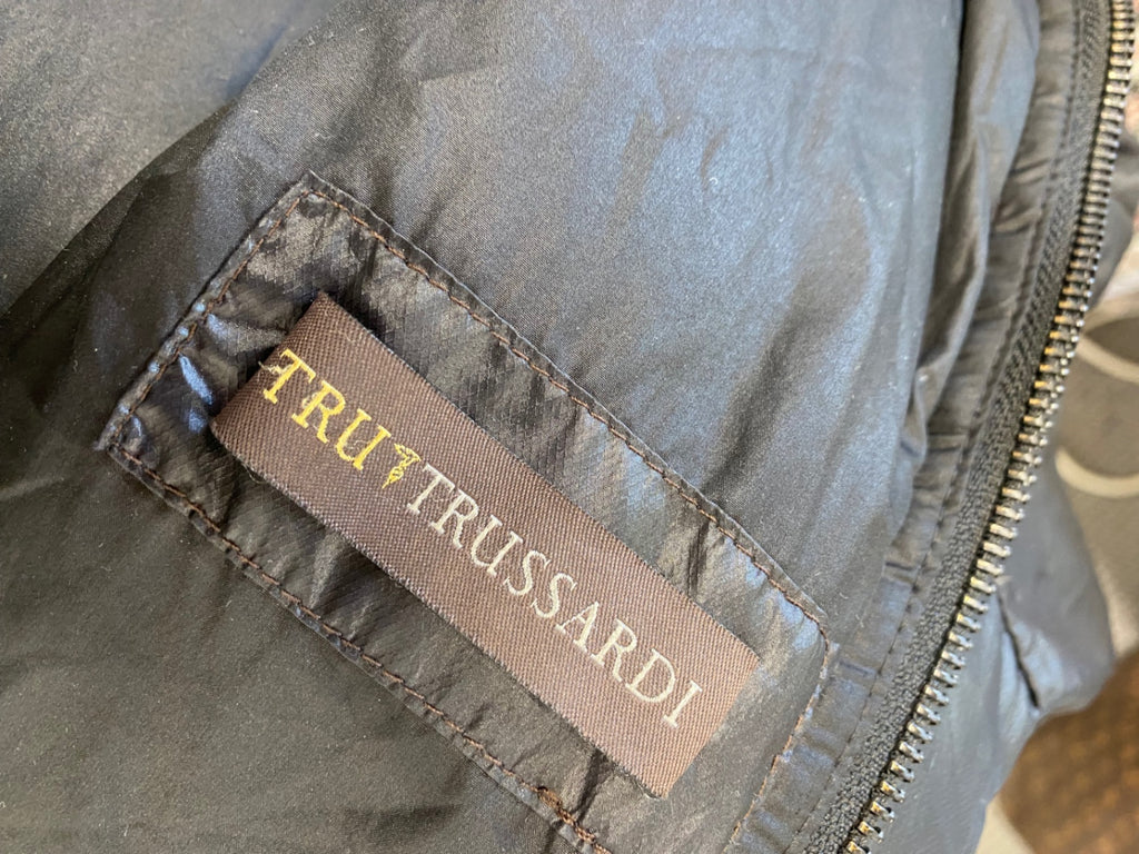 Fabulous Trussardi Parka UK 20-22 Black belted NR580