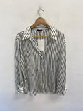 Fabulous Zara Shirt uk 14 White black stripe new NR580