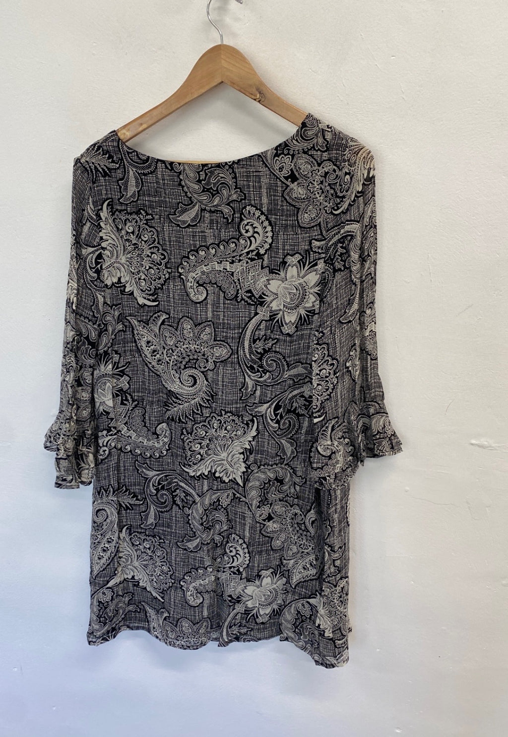 Fabulous Monsoon Tunic Dress UK 18 Black white paisley NR580