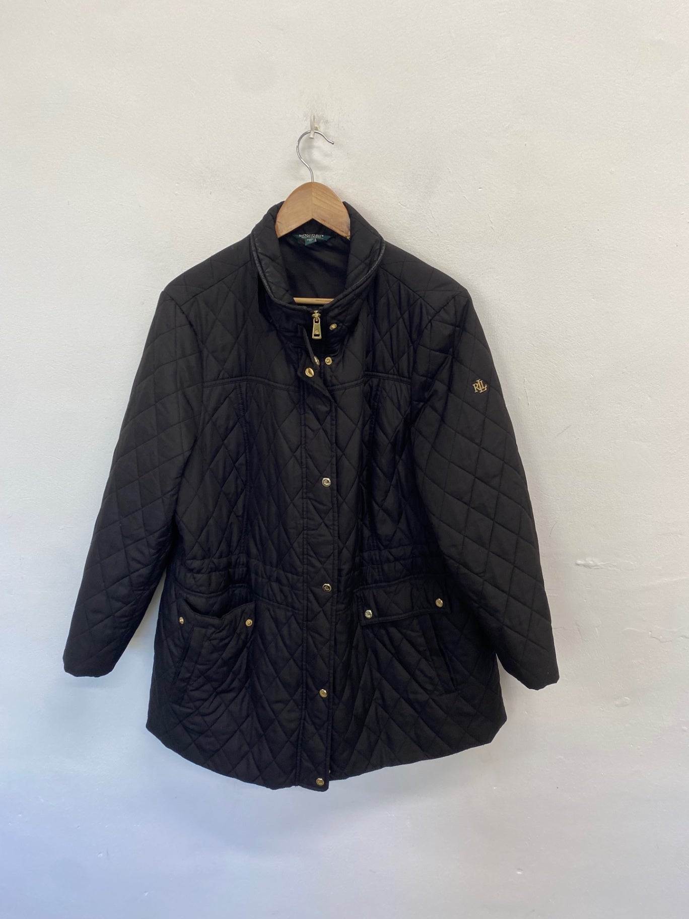 Fabulous Ralph Lauren Quilted jacket UK XL Black green label NR580
