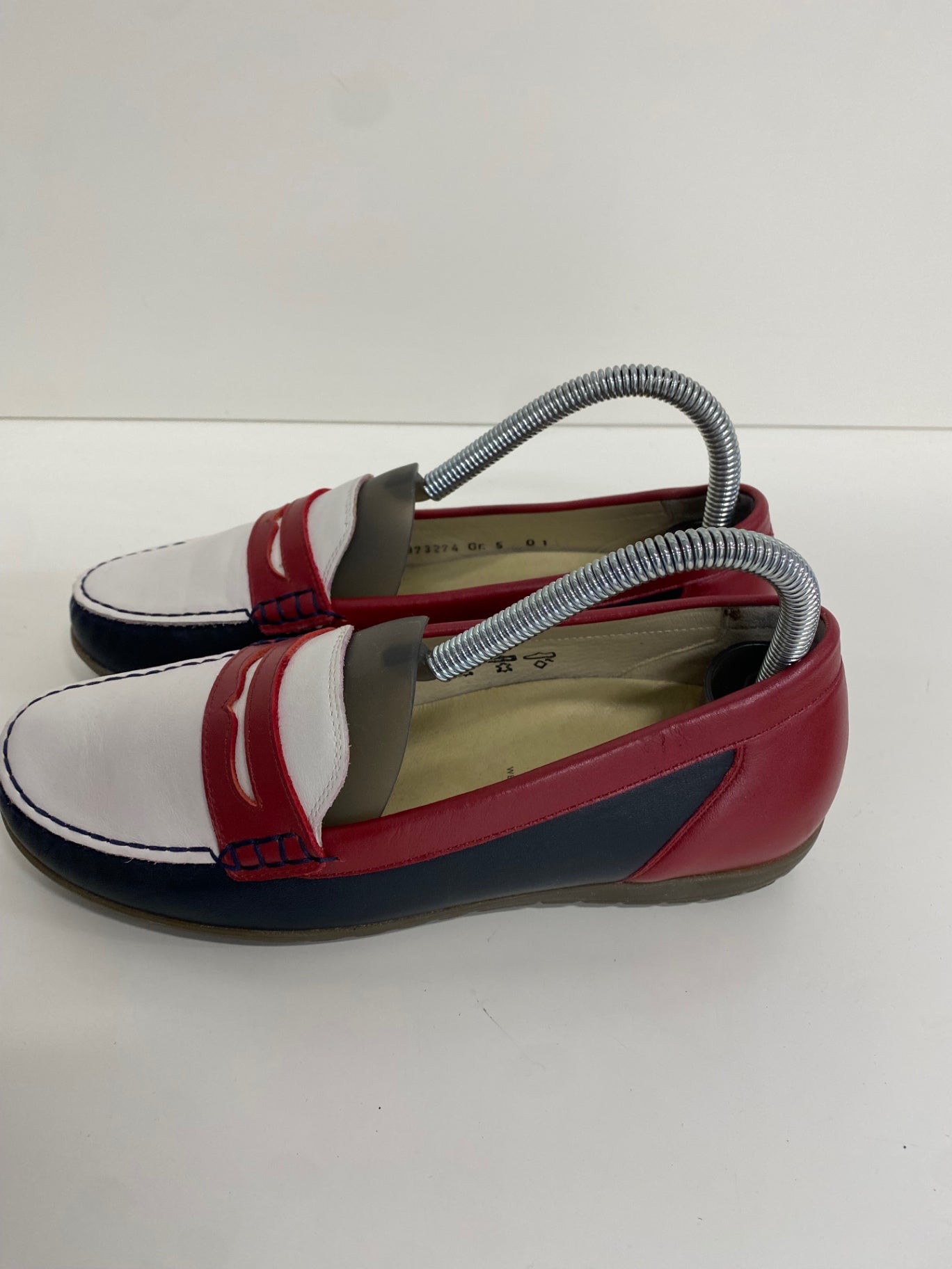 Fabulous WaldLaufer Loafers UK5 Red, White, Navy Blue Sailing wide fit summer Yacht NR580
