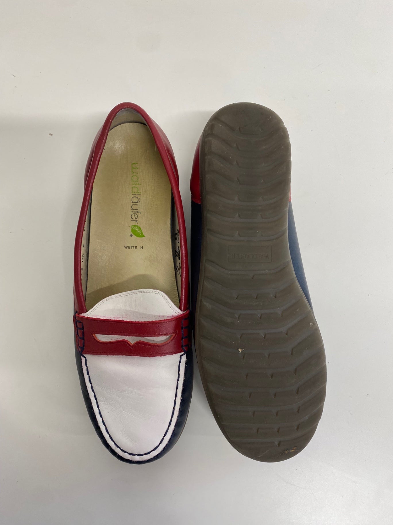 Fabulous WaldLaufer Loafers UK5 Red, White, Navy Blue Sailing wide fit summer Yacht NR580