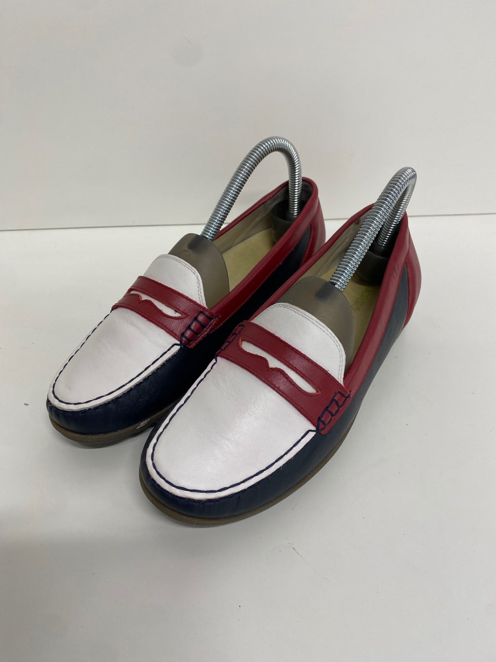 Fabulous WaldLaufer Loafers UK5 Red, White, Navy Blue Sailing wide fit summer Yacht NR580