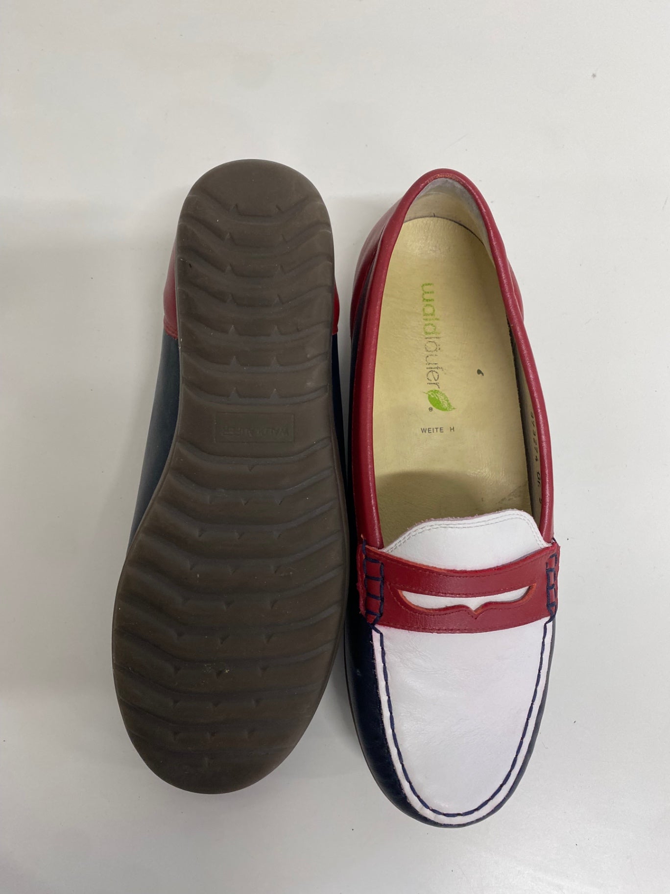 Fabulous WaldLaufer Loafers UK5 Red, White, Navy Blue Sailing wide fit summer Yacht NR580