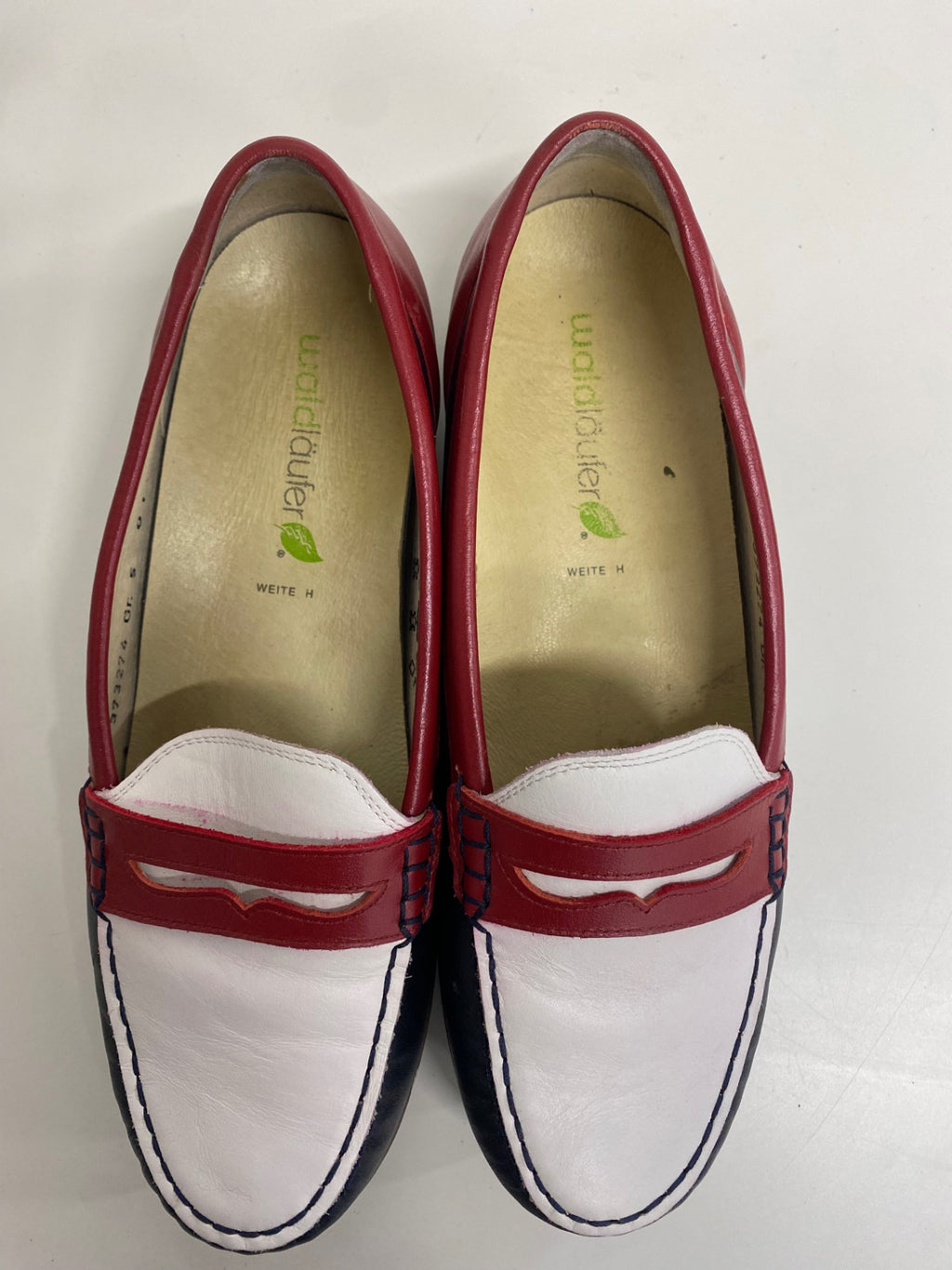 Fabulous WaldLaufer Loafers UK5 Red, White, Navy Blue Sailing wide fit summer Yacht NR580