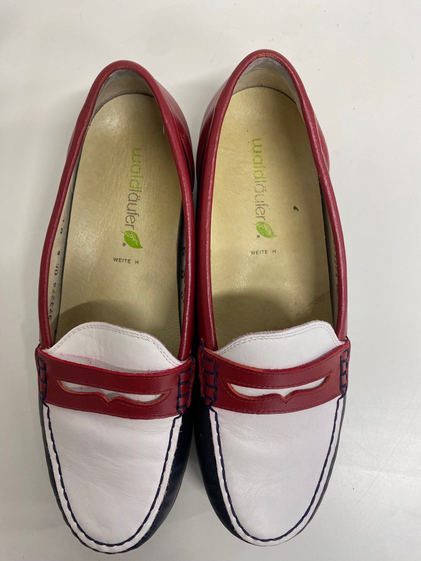 Fabulous WaldLaufer Loafers UK5 Red, White, Navy Blue Sailing wide fit summer Yacht NR580