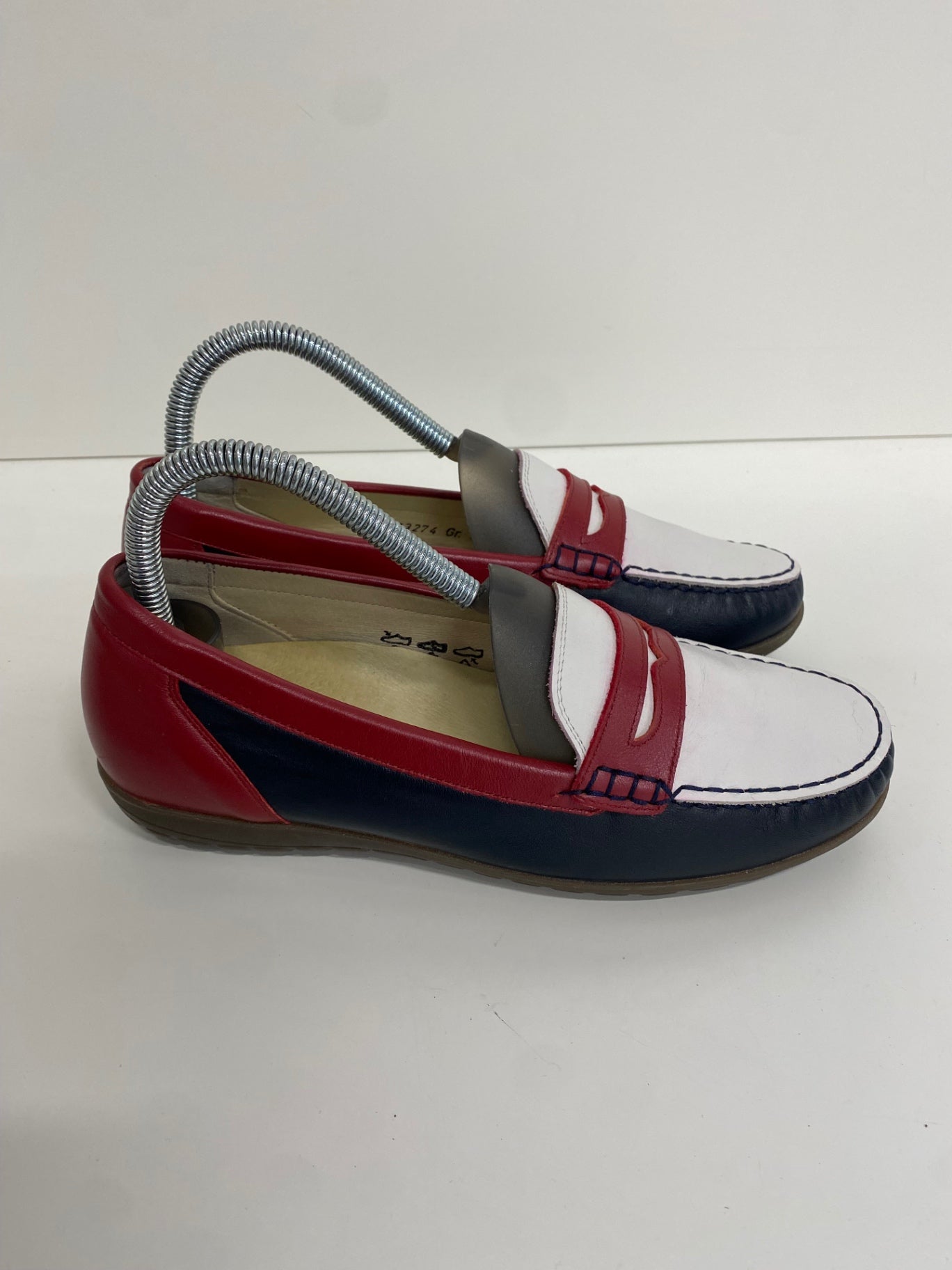 Fabulous WaldLaufer Loafers UK5 Red, White, Navy Blue Sailing wide fit summer Yacht NR580