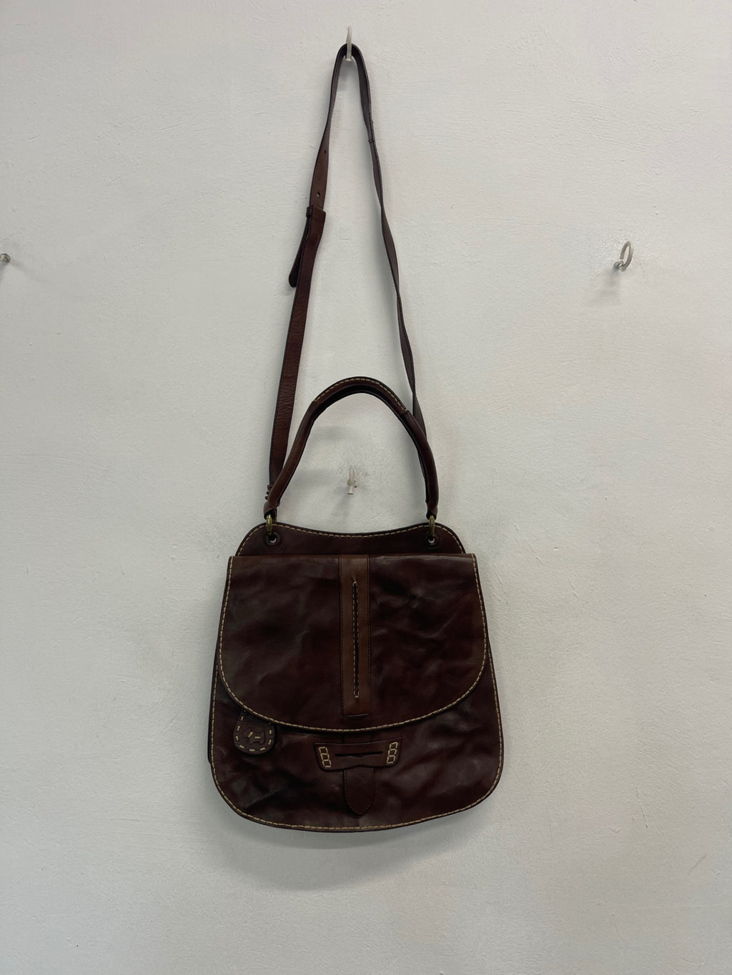 Fabulous Radley Trinity Square Saddle Handbag Medium Brown JC582