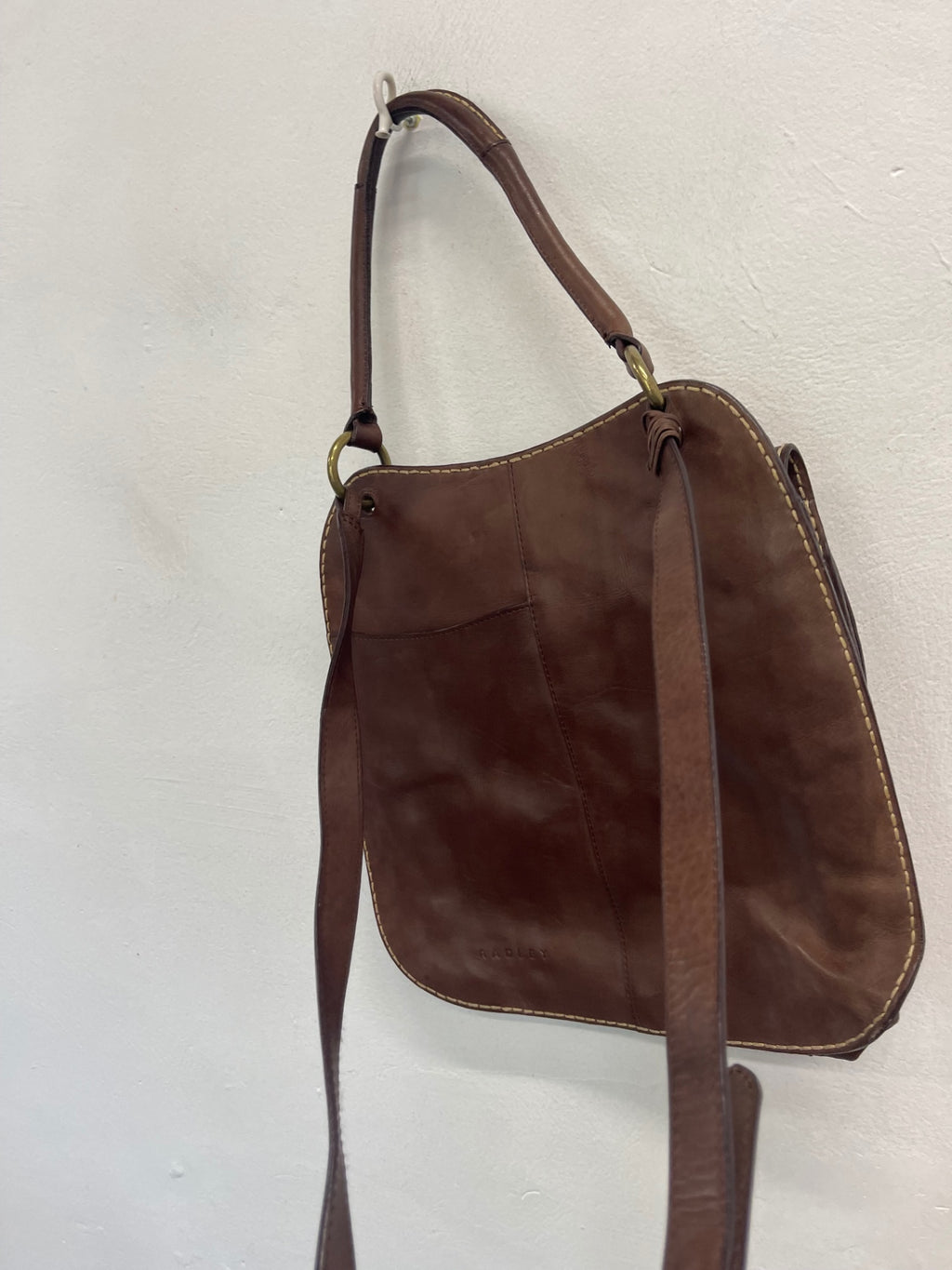 Fabulous Radley Trinity Square Saddle Handbag Medium Brown JC582